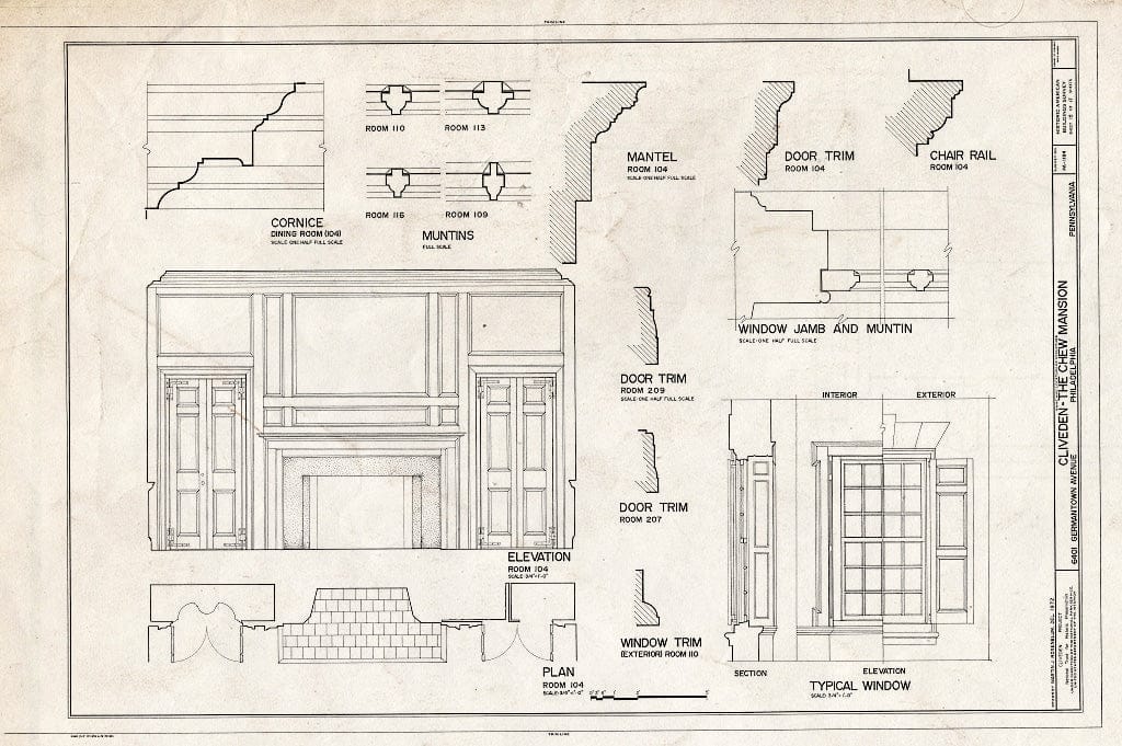 Blueprint HABS PA,51-Germ,64- (Sheet 15 of 17) - Cliveden, 6401 Germantown Avenue, Philadelphia, Philadelphia County, PA