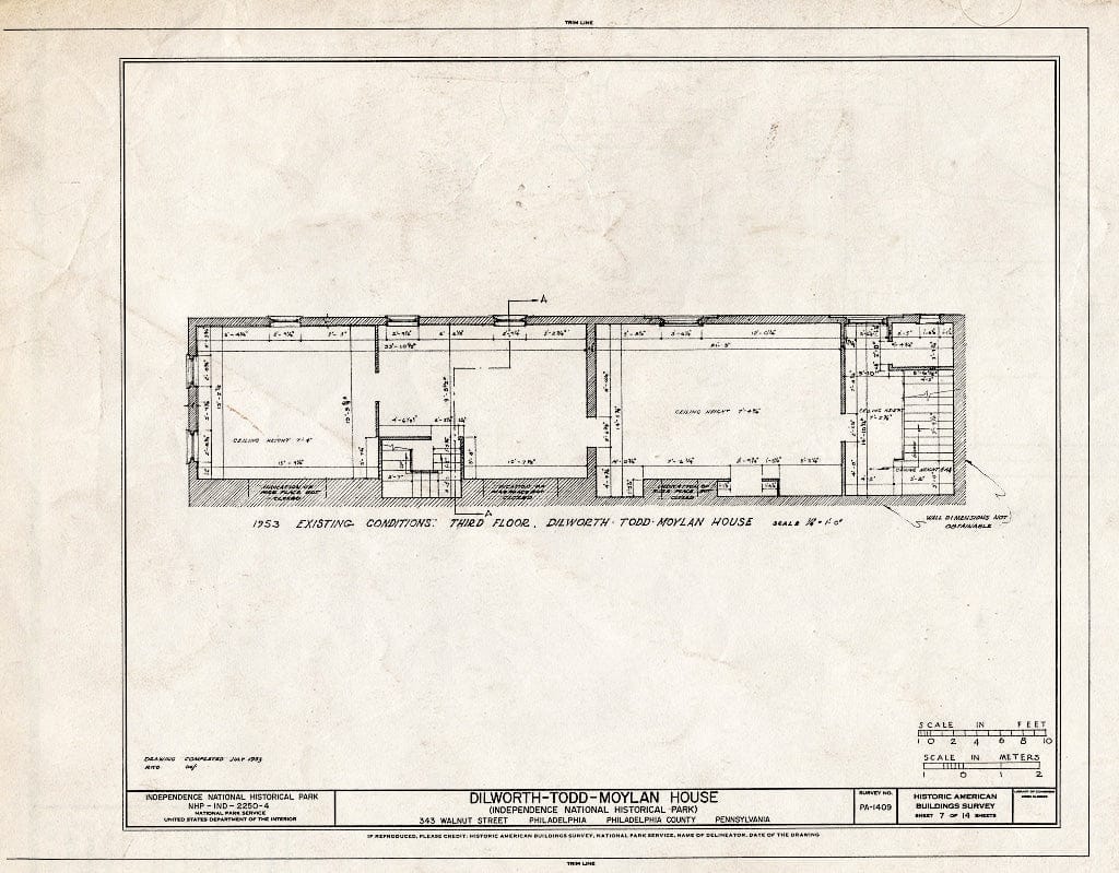 Blueprint HABS PA,51-Phila,593- (Sheet 7 of 14) - Dilworth-Todd-Moylan House, 343 Walnut Street, Philadelphia, Philadelphia County, PA