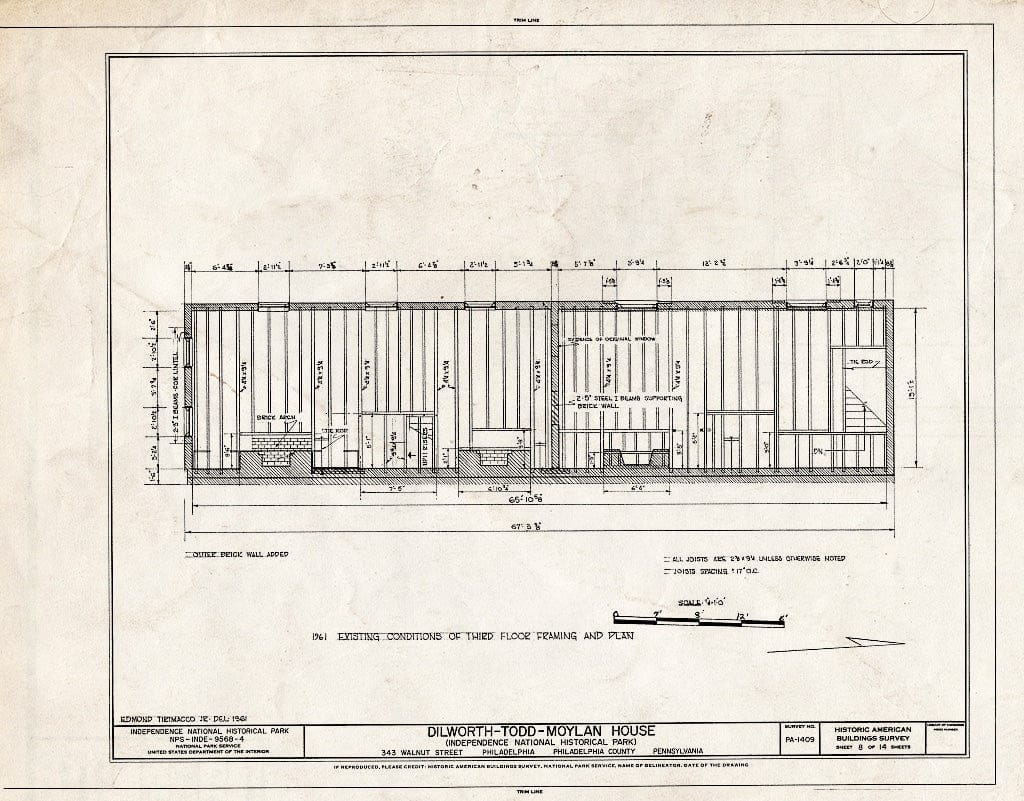 Blueprint HABS PA,51-Phila,593- (Sheet 8 of 14) - Dilworth-Todd-Moylan House, 343 Walnut Street, Philadelphia, Philadelphia County, PA