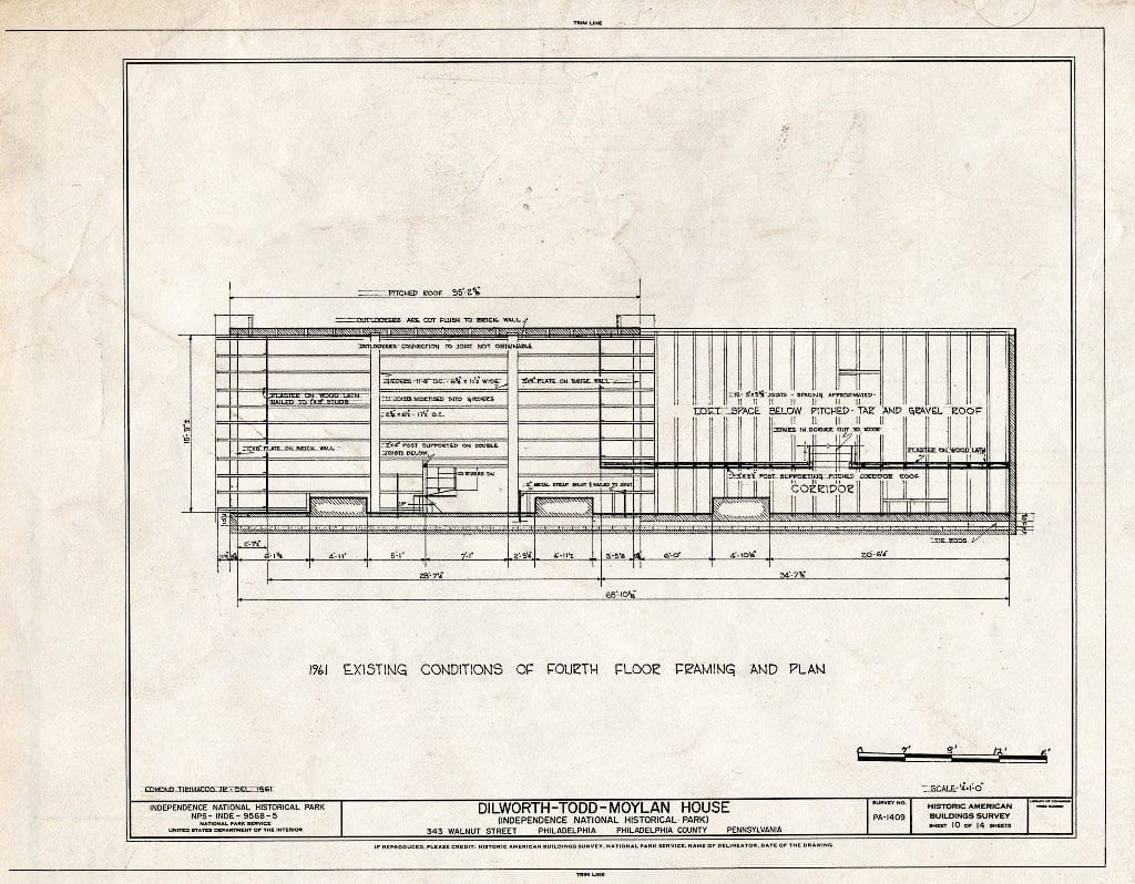 Blueprint HABS PA,51-Phila,593- (Sheet 10 of 14) - Dilworth-Todd-Moylan House, 343 Walnut Street, Philadelphia, Philadelphia County, PA
