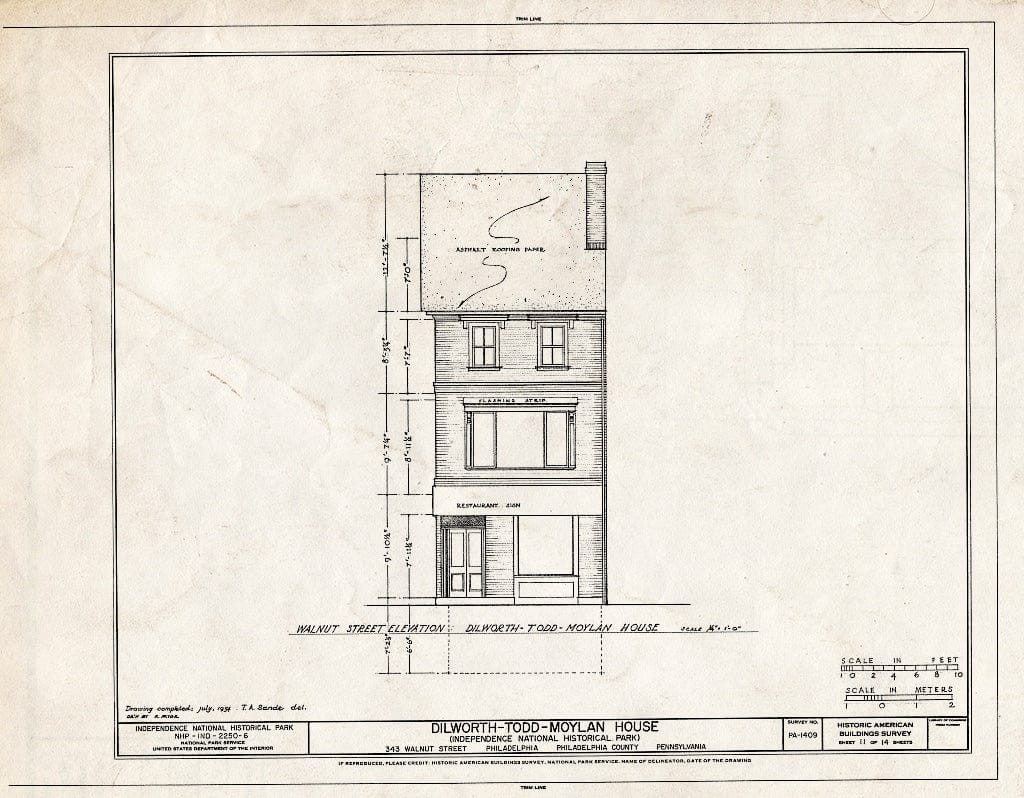 Blueprint HABS PA,51-Phila,593- (Sheet 11 of 14) - Dilworth-Todd-Moylan House, 343 Walnut Street, Philadelphia, Philadelphia County, PA