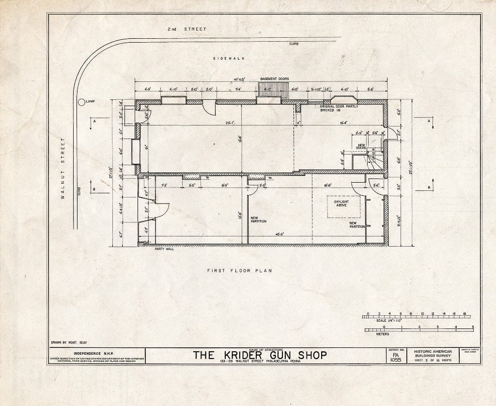 Blueprint HABS PA,51-Phila,186- (Sheet 3 of 16) - Krider Gun Shop, 133-135 Walnut Street, Philadelphia, Philadelphia County, PA
