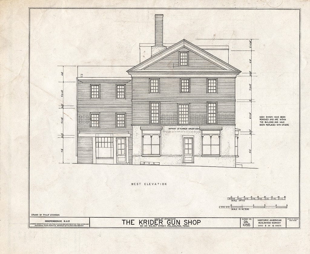Blueprint HABS PA,51-Phila,186- (Sheet 9 of 16) - Krider Gun Shop, 133-135 Walnut Street, Philadelphia, Philadelphia County, PA
