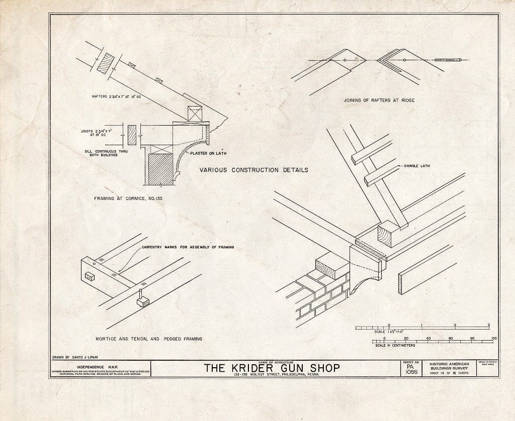 Blueprint HABS PA,51-Phila,186- (Sheet 14 of 16) - Krider Gun Shop, 133-135 Walnut Street, Philadelphia, Philadelphia County, PA