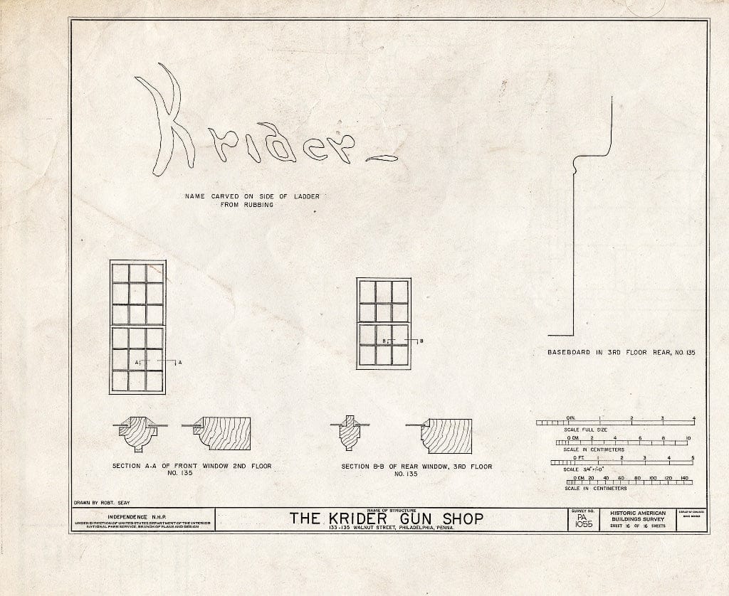 Blueprint HABS PA,51-Phila,186- (Sheet 16 of 16) - Krider Gun Shop, 133-135 Walnut Street, Philadelphia, Philadelphia County, PA