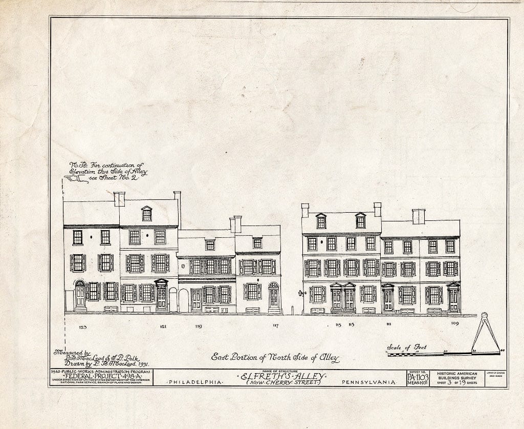Blueprint HABS PA,51-Phila,272- (Sheet 3 of 19) - Elfreth's Alley (Houses), Philadelphia, Philadelphia County, PA