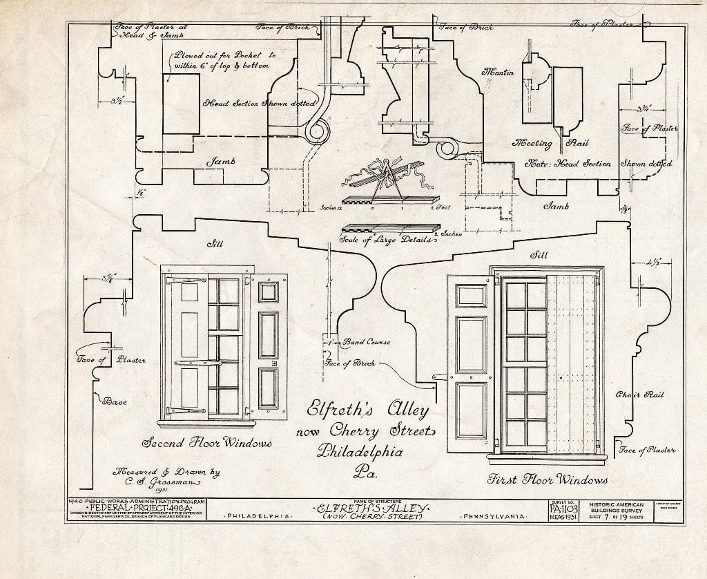 Blueprint HABS PA,51-Phila,272- (Sheet 7 of 19) - Elfreth's Alley (Houses), Philadelphia, Philadelphia County, PA