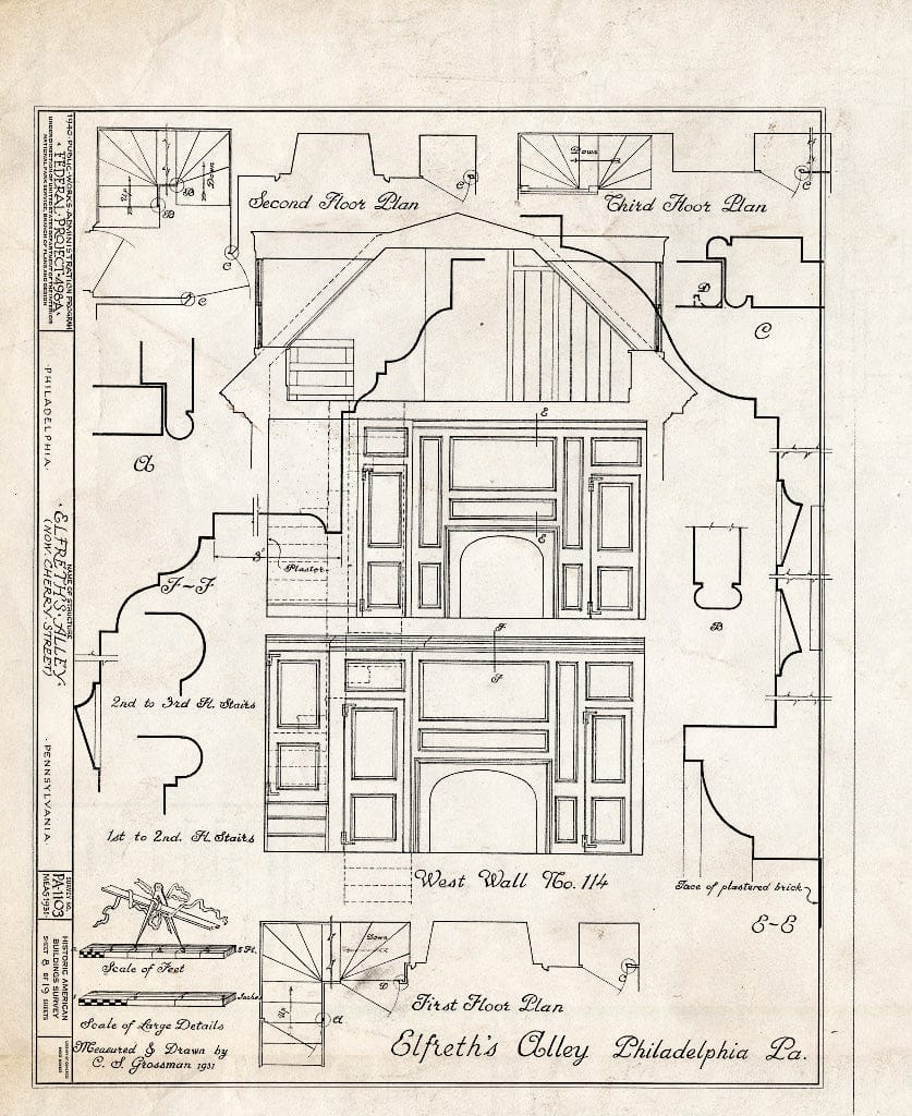 Blueprint HABS PA,51-Phila,272- (Sheet 8 of 19) - Elfreth's Alley (Houses), Philadelphia, Philadelphia County, PA