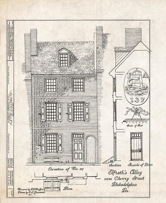Blueprint HABS PA,51-Phila,272- (Sheet 11 of 19) - Elfreth's Alley (Houses), Philadelphia, Philadelphia County, PA