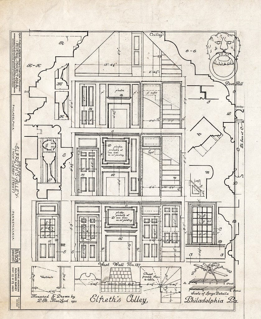 Blueprint HABS PA,51-Phila,272- (Sheet 12 of 19) - Elfreth's Alley (Houses), Philadelphia, Philadelphia County, PA