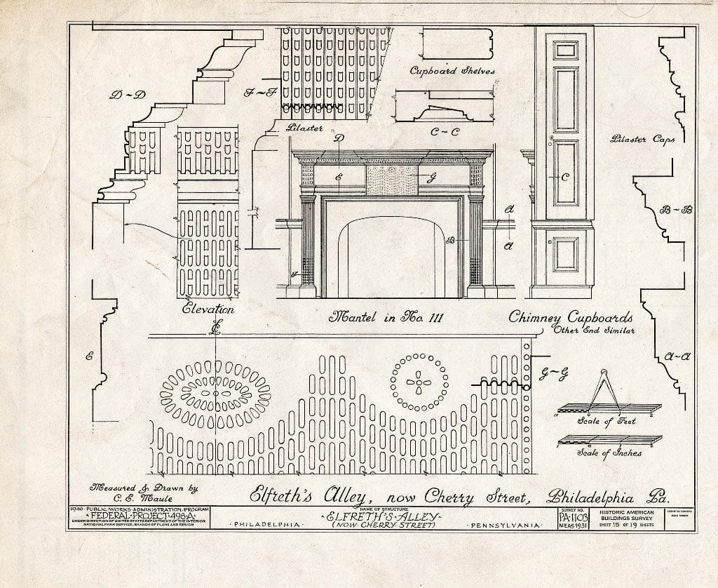 Blueprint HABS PA,51-Phila,272- (Sheet 15 of 19) - Elfreth's Alley (Houses), Philadelphia, Philadelphia County, PA