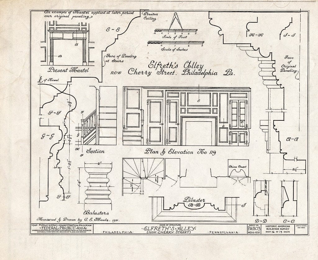 Blueprint HABS PA,51-Phila,272- (Sheet 16 of 19) - Elfreth's Alley (Houses), Philadelphia, Philadelphia County, PA