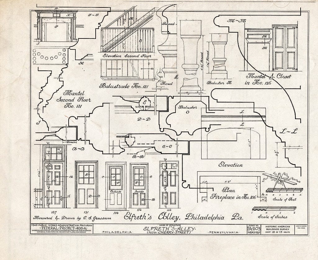 Blueprint HABS PA,51-Phila,272- (Sheet 18 of 19) - Elfreth's Alley (Houses), Philadelphia, Philadelphia County, PA