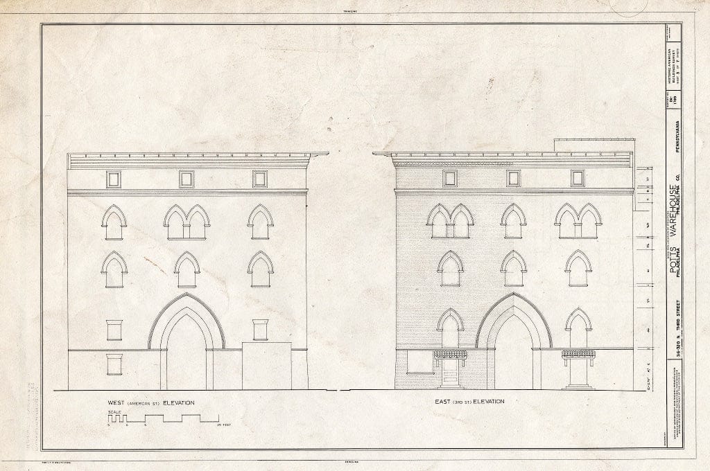 Blueprint HABS PA,51-Phila,627- (Sheet 3 of 7) - Horace T. Potts & Company Warehouse, 316-320 North Third Street, Philadelphia, Philadelphia County, PA