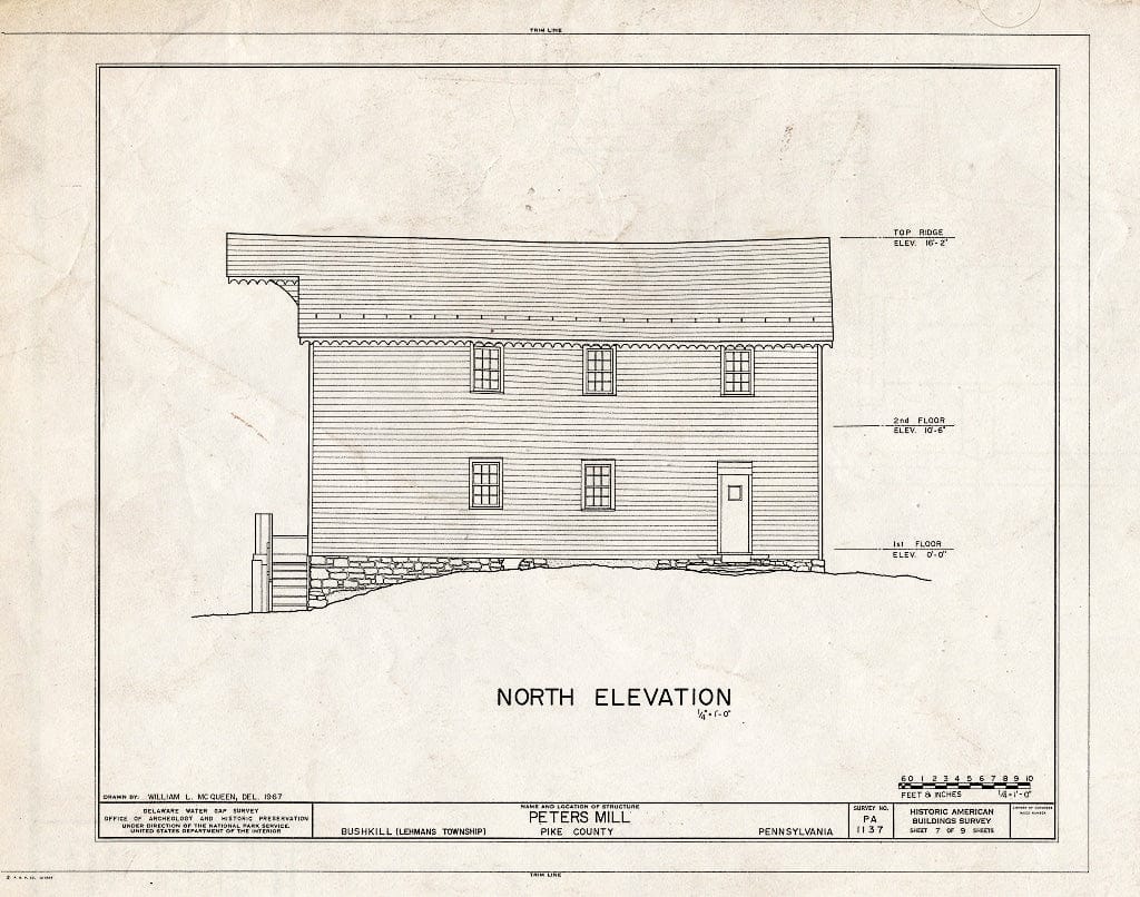Blueprint HABS PA,52-Bush,2- (Sheet 7 of 9) - Peters Mill, U.S. Route 209 & T301, Bushkill, Pike County, PA