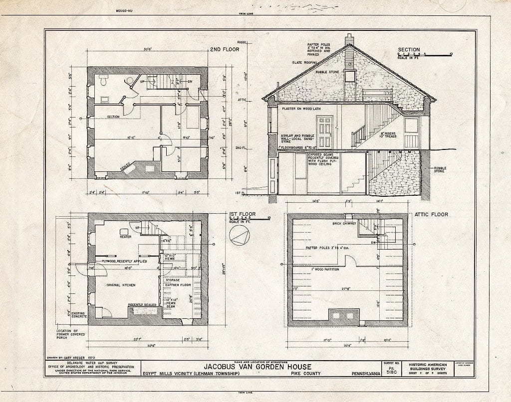 Blueprint HABS PA,52-EGYMI.V,2- (Sheet 2 of 3) - Jacobus Van Gorden House, U.S. Route 209, Egypt Mills, Pike County, PA