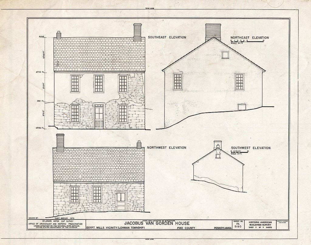 Blueprint HABS PA,52-EGYMI.V,2- (Sheet 3 of 3) - Jacobus Van Gorden House, U.S. Route 209, Egypt Mills, Pike County, PA