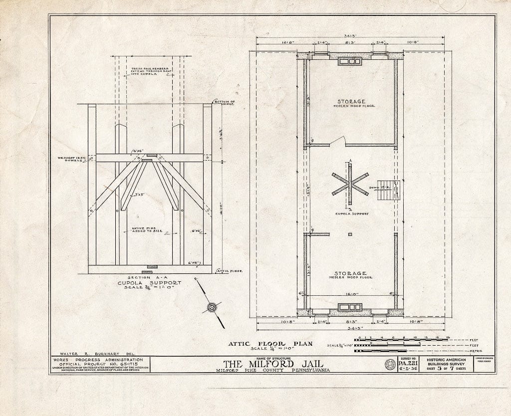 Blueprint HABS PA,52-Milf,1- (Sheet 3 of 7) - Milford Jail, Broad & High Streets, Milford, Pike County, PA