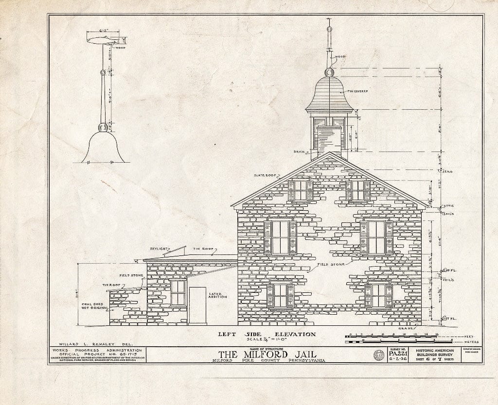 Blueprint HABS PA,52-Milf,1- (Sheet 6 of 7) - Milford Jail, Broad & High Streets, Milford, Pike County, PA