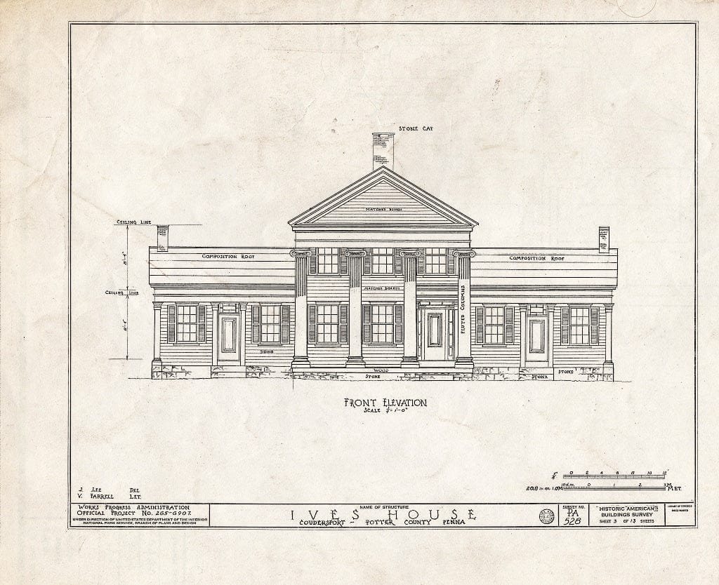 Blueprint HABS PA,53-COUD,1- (Sheet 3 of 13) - Ives House, Third & East Streets, Coudersport, Potter County, PA