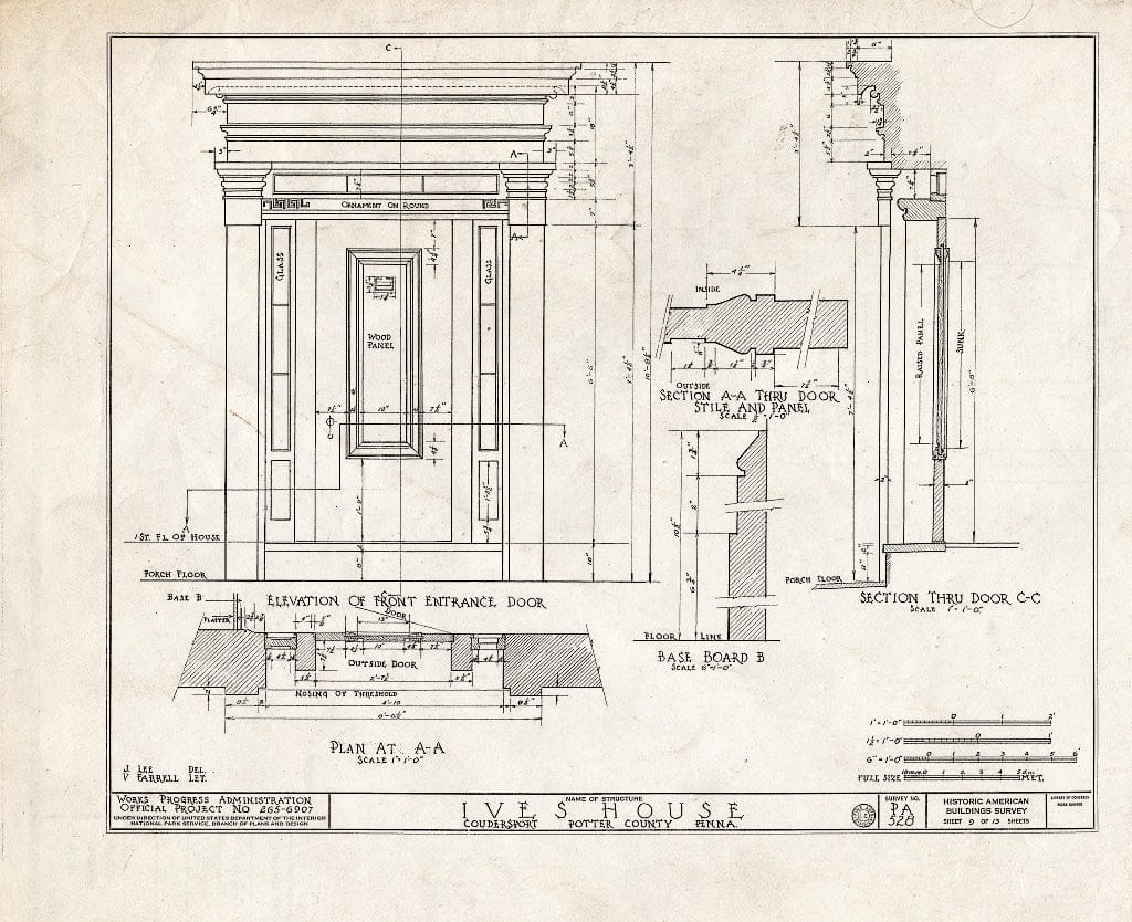 Blueprint HABS PA,53-COUD,1- (Sheet 9 of 13) - Ives House, Third & East Streets, Coudersport, Potter County, PA