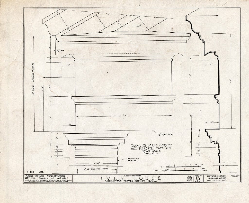 Blueprint HABS PA,53-COUD,1- (Sheet 13 of 13) - Ives House, Third & East Streets, Coudersport, Potter County, PA