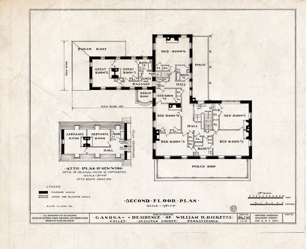 Blueprint HABS PA,57-COL,1- (Sheet 2 of 5) - William R. Ricketts House, North Mountain Colley, Colley, Sullivan County, PA
