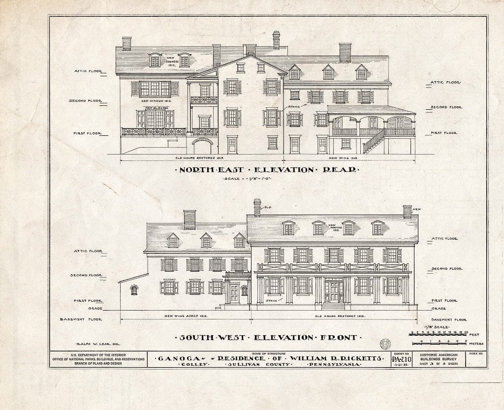 Blueprint HABS PA,57-COL,1- (Sheet 3 of 5) - William R. Ricketts House, North Mountain Colley, Colley, Sullivan County, PA