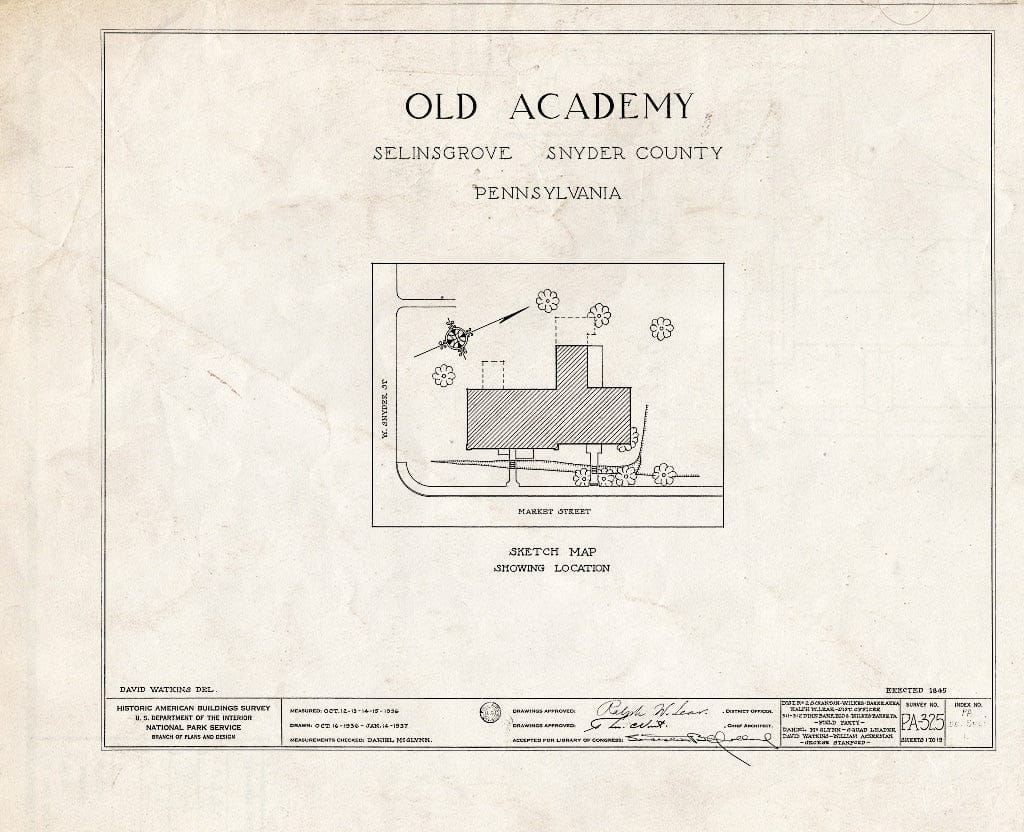Blueprint HABS PA,55-SELI,1- (Sheet 0 of 19) - Old Academy, Market & West Snyder Streets, Selinsgrove, Snyder County, PA