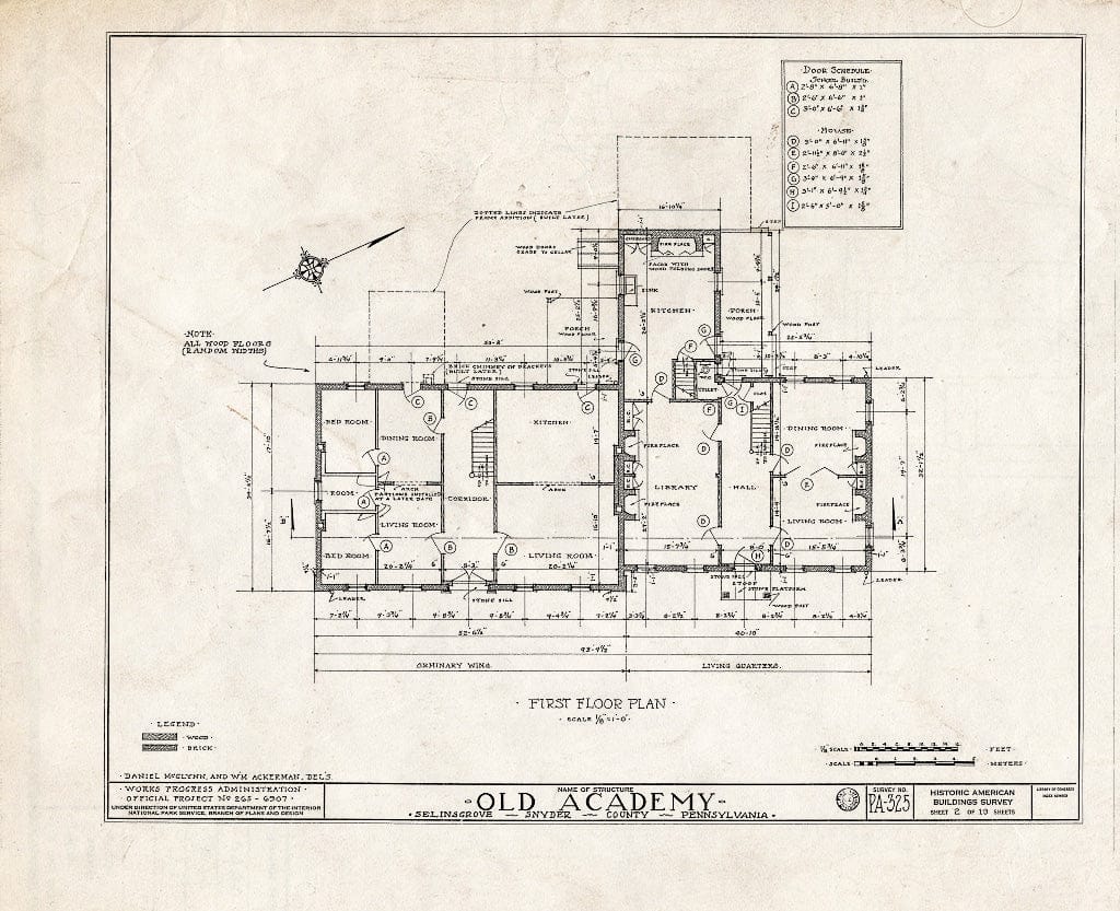 Blueprint HABS PA,55-SELI,1- (Sheet 2 of 19) - Old Academy, Market & West Snyder Streets, Selinsgrove, Snyder County, PA
