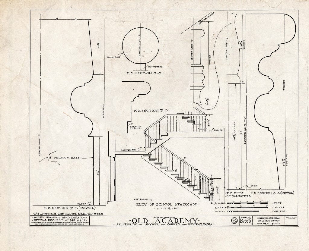 Blueprint HABS PA,55-SELI,1- (Sheet 14 of 19) - Old Academy, Market & West Snyder Streets, Selinsgrove, Snyder County, PA