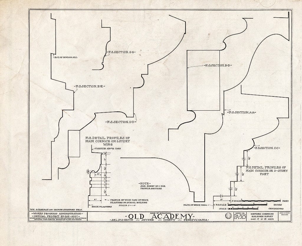 Blueprint HABS PA,55-SELI,1- (Sheet 17 of 19) - Old Academy, Market & West Snyder Streets, Selinsgrove, Snyder County, PA