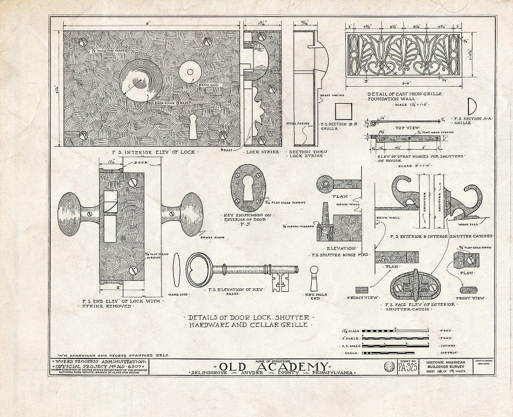 Blueprint HABS PA,55-SELI,1- (Sheet 18 of 19) - Old Academy, Market & West Snyder Streets, Selinsgrove, Snyder County, PA