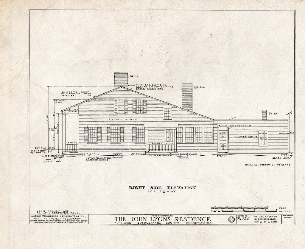 Blueprint HABS PA,58-Mont,1- (Sheet 3 of 6) - Sylvanus Mulford House, 65 Church Street, Montrose, Susquehanna County, PA
