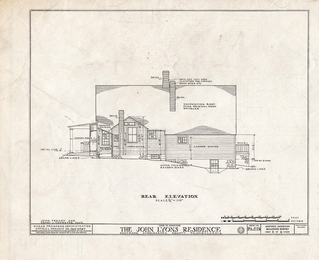 Blueprint HABS PA,58-Mont,1- (Sheet 5 of 6) - Sylvanus Mulford House, 65 Church Street, Montrose, Susquehanna County, PA