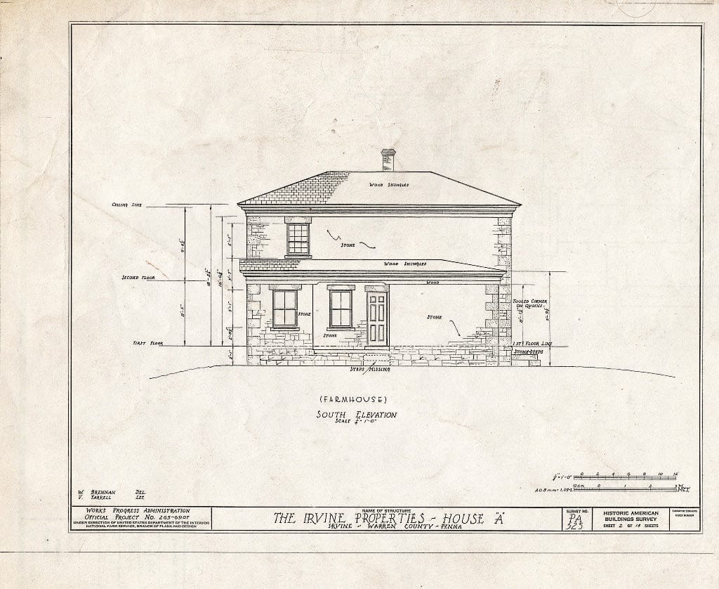 Blueprint HABS PA,62-IRV,2A- (Sheet 2 of 14) - Irvine Estate,Irvine Farmhouse, Irvine, Warren County, PA