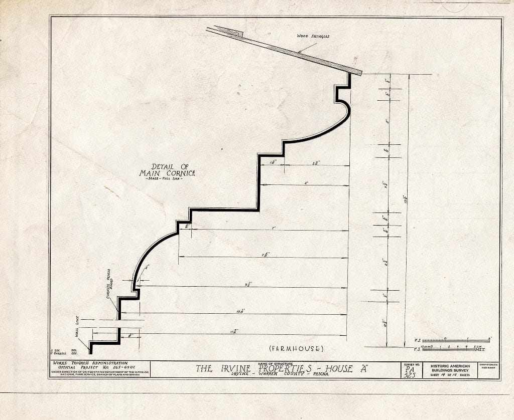 Blueprint HABS PA,62-IRV,2A- (Sheet 14 of 14) - Irvine Estate,Irvine Farmhouse, Irvine, Warren County, PA