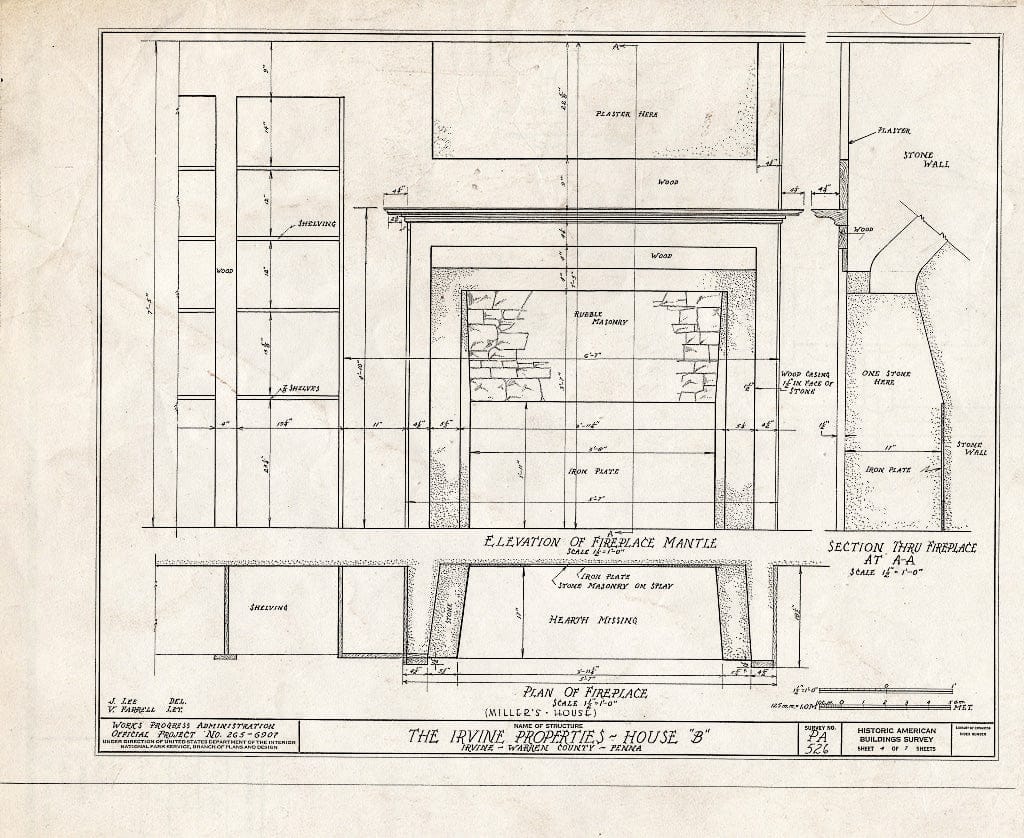 Blueprint HABS PA,62-IRV,2B- (Sheet 4 of 7) - Irvine Estate, Miller's House, Irvine, Warren County, PA