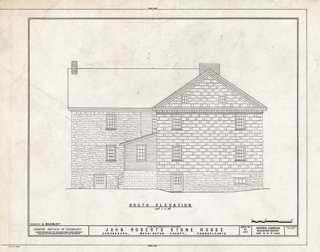 Blueprint HABS PA,63-Canon,1- (Sheet 6 of 11) - John Roberts Stone House, 225 North Central Avenue, Canonsburg, Washington County, PA