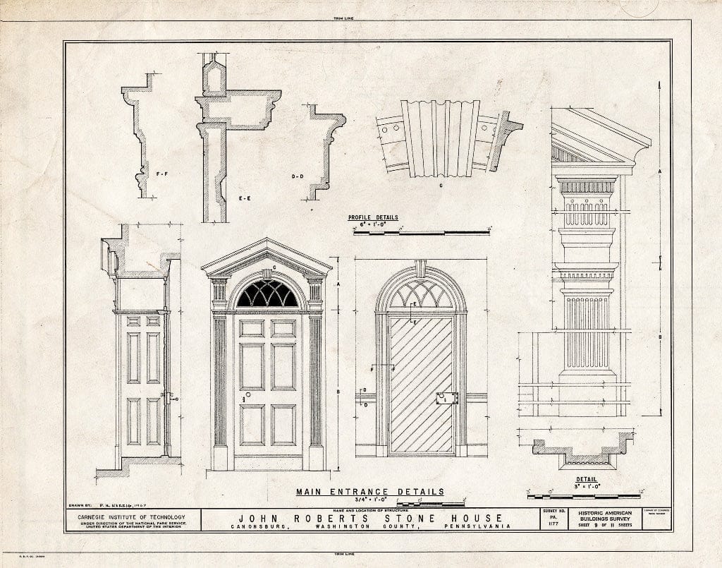 Blueprint HABS PA,63-Canon,1- (Sheet 9 of 11) - John Roberts Stone House, 225 North Central Avenue, Canonsburg, Washington County, PA