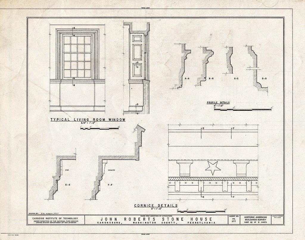 Blueprint HABS PA,63-Canon,1- (Sheet 10 of 11) - John Roberts Stone House, 225 North Central Avenue, Canonsburg, Washington County, PA