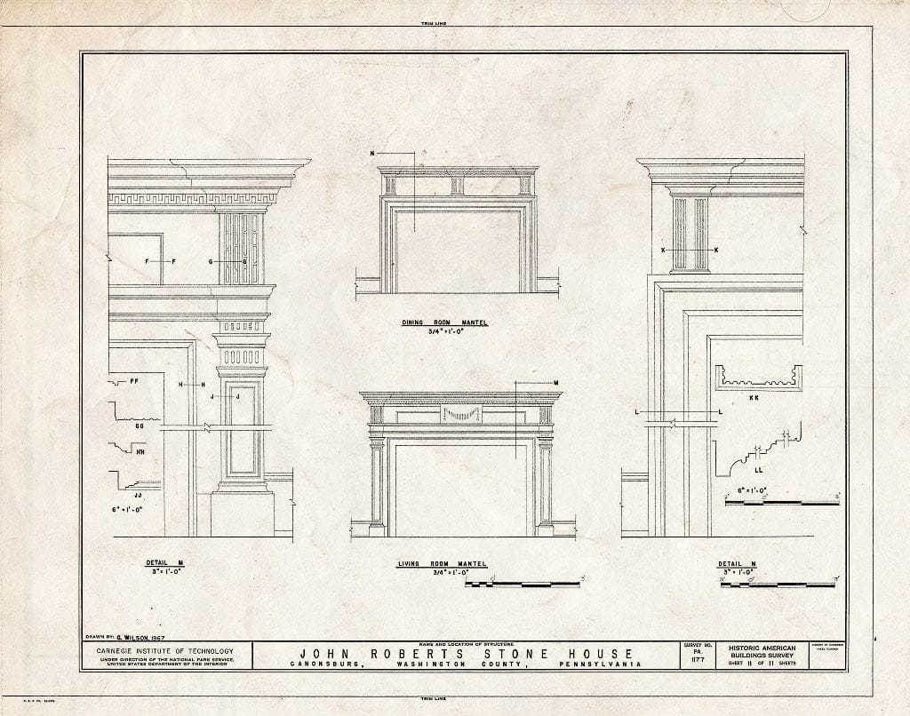 Blueprint HABS PA,63-Canon,1- (Sheet 11 of 11) - John Roberts Stone House, 225 North Central Avenue, Canonsburg, Washington County, PA