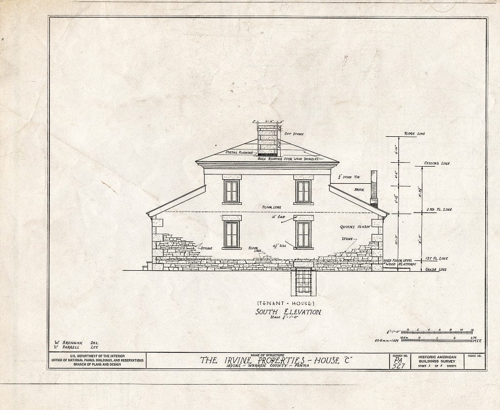 Blueprint HABS PA,62-IRV,2C- (Sheet 3 of 9) - Irvine Estate, Tenant House, Irvine, Warren County, PA