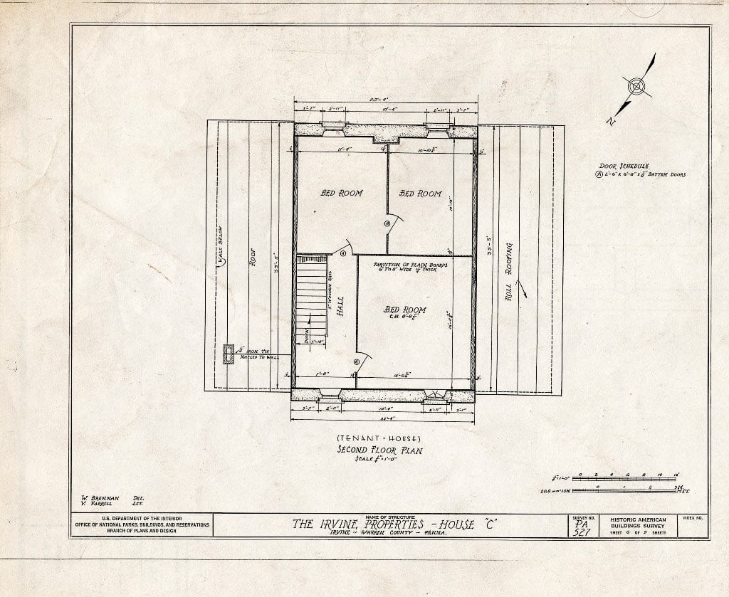 Blueprint HABS PA,62-IRV,2C- (Sheet 6 of 9) - Irvine Estate, Tenant House, Irvine, Warren County, PA