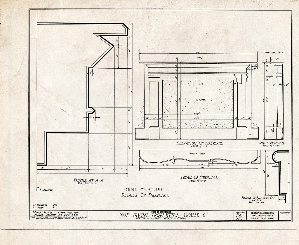 Blueprint HABS PA,62-IRV,2C- (Sheet 9 of 9) - Irvine Estate, Tenant House, Irvine, Warren County, PA