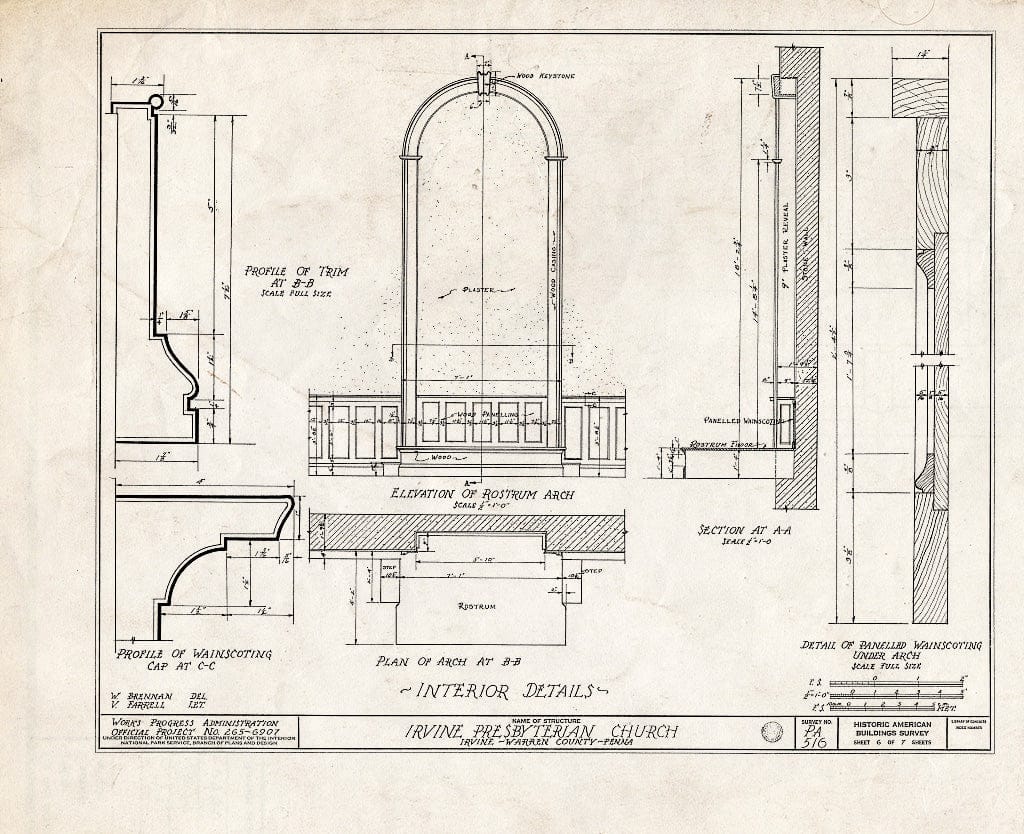 Blueprint HABS PA,62-IRV,1- (Sheet 6 of 7) - Irvine Presbyterian Church, Irvine, Warren County, PA