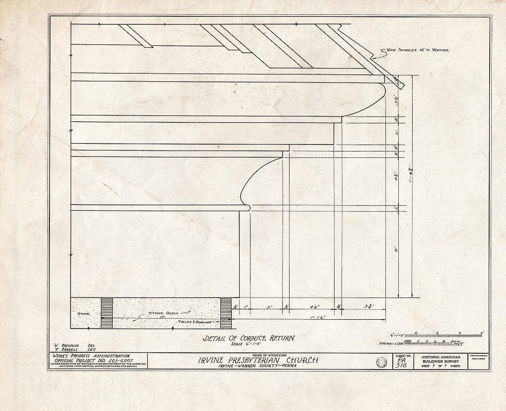 Blueprint HABS PA,62-IRV,1- (Sheet 7 of 7) - Irvine Presbyterian Church, Irvine, Warren County, PA