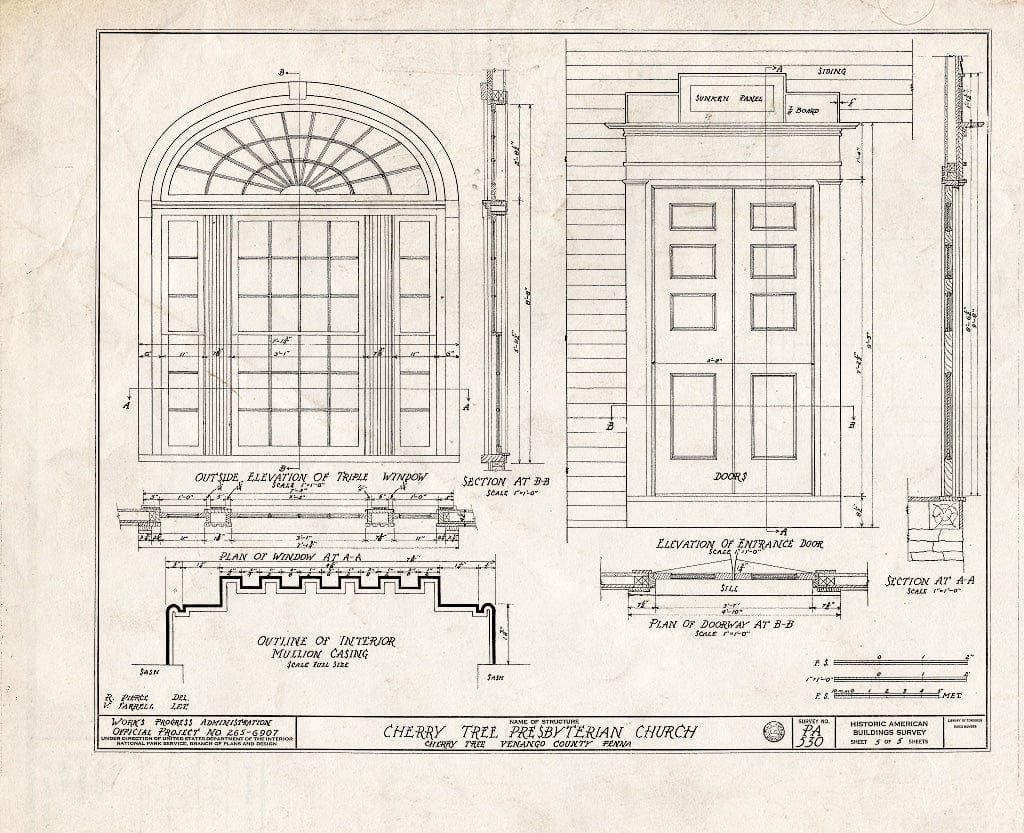Blueprint HABS PA,61-Chert,1- (Sheet 5 of 5) - Cherry Tree Presbyterian Church, Cherrytree, Venango County, PA