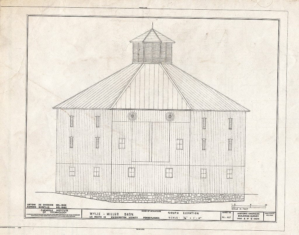 Blueprint HABS PA,63-WASH.V,1- (Sheet 4 of 6) - Wylie-Miller Barn, 4 Miles North of Washington on U.S. Route 19, Washington, Washington County, PA