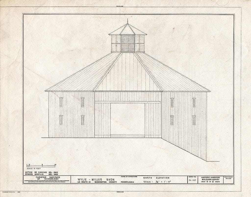 Blueprint HABS PA,63-WASH.V,1- (Sheet 6 of 6) - Wylie-Miller Barn, 4 Miles North of Washington on U.S. Route 19, Washington, Washington County, PA